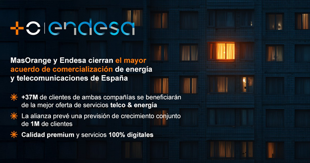 MasOrange y Endesa firman un acuerdo para la comercialización de energía y telecomunicaciones