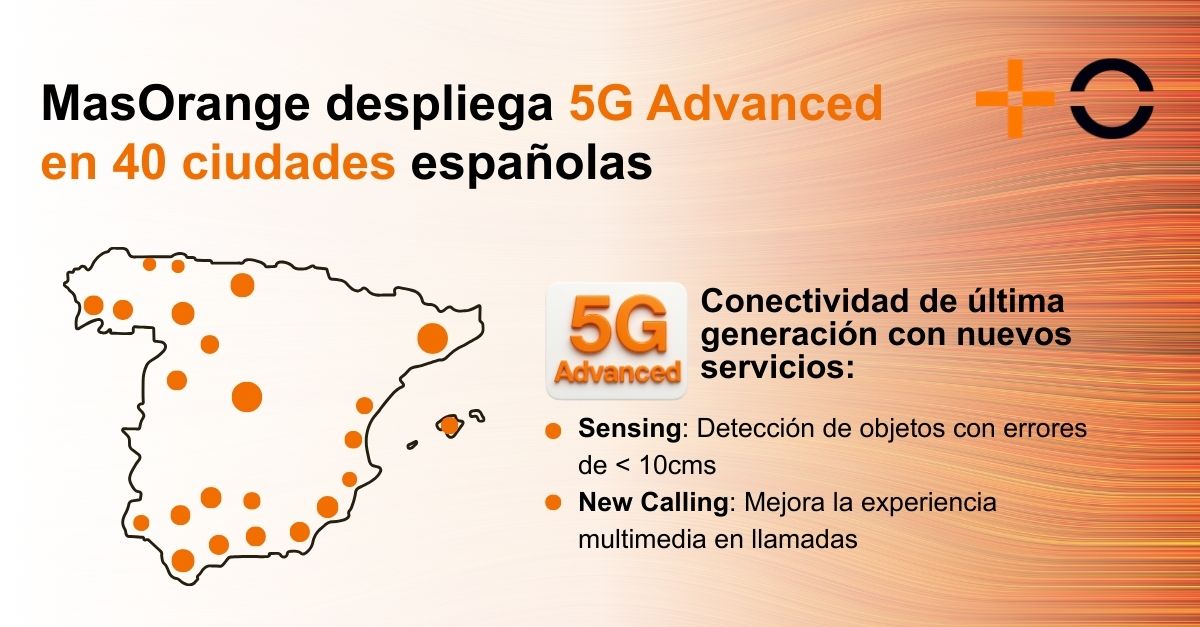 MasOrange impulsa la innovación y la conectividad móvil más avanzada al extender su 5G Advanced a 40 ciudades españolas